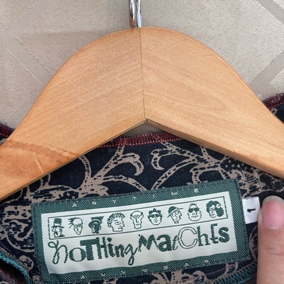 Nothing Matches Patchwork Printed Art Boho Buttondown Top Tunic Size 1 or Small - Picture 8 of 8